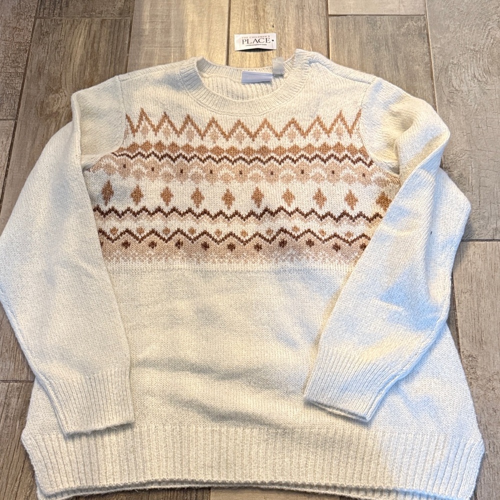 The Children's Place mommy Cream and Brown fair isle Sweater